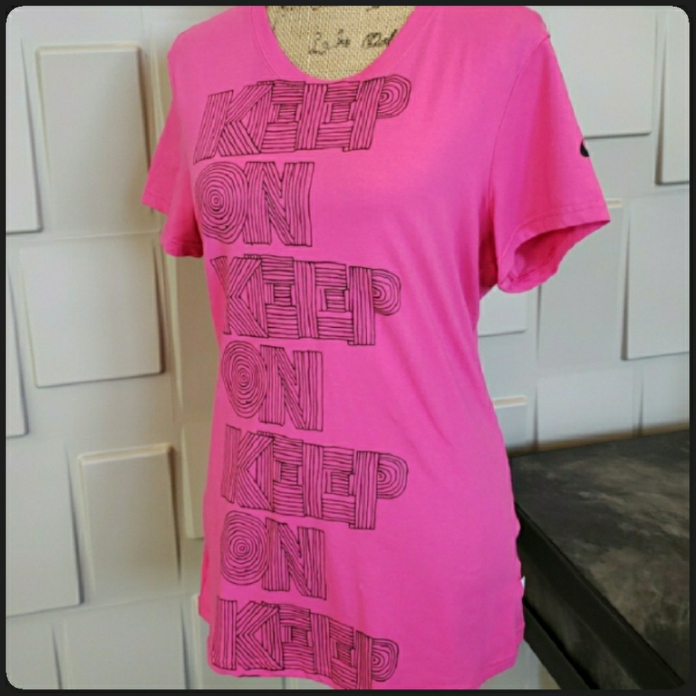 Nike top T shirt pink Dri fit short sleeve round neck Size Large - Picture 1 of 4